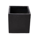 Cube Shaped Cement Planter Flower Pot With Drainage Holes | Large | Black