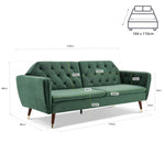Victoria Velvet Sofa Bed 3 Seater | Green