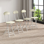 Set Of 4 Compact Wooden Folding Chair With Metal Legs | Set of 4 | White