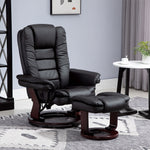 Swivel Manual Recliner And Footrest Set Leather | Black