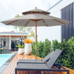2.7m Double Tier Patio Umbrella Sunshade Parasol | Gray