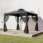 3 X 3 M Metal Gazebo Garden Outdoor 2-tier Roof Marquee | Black
