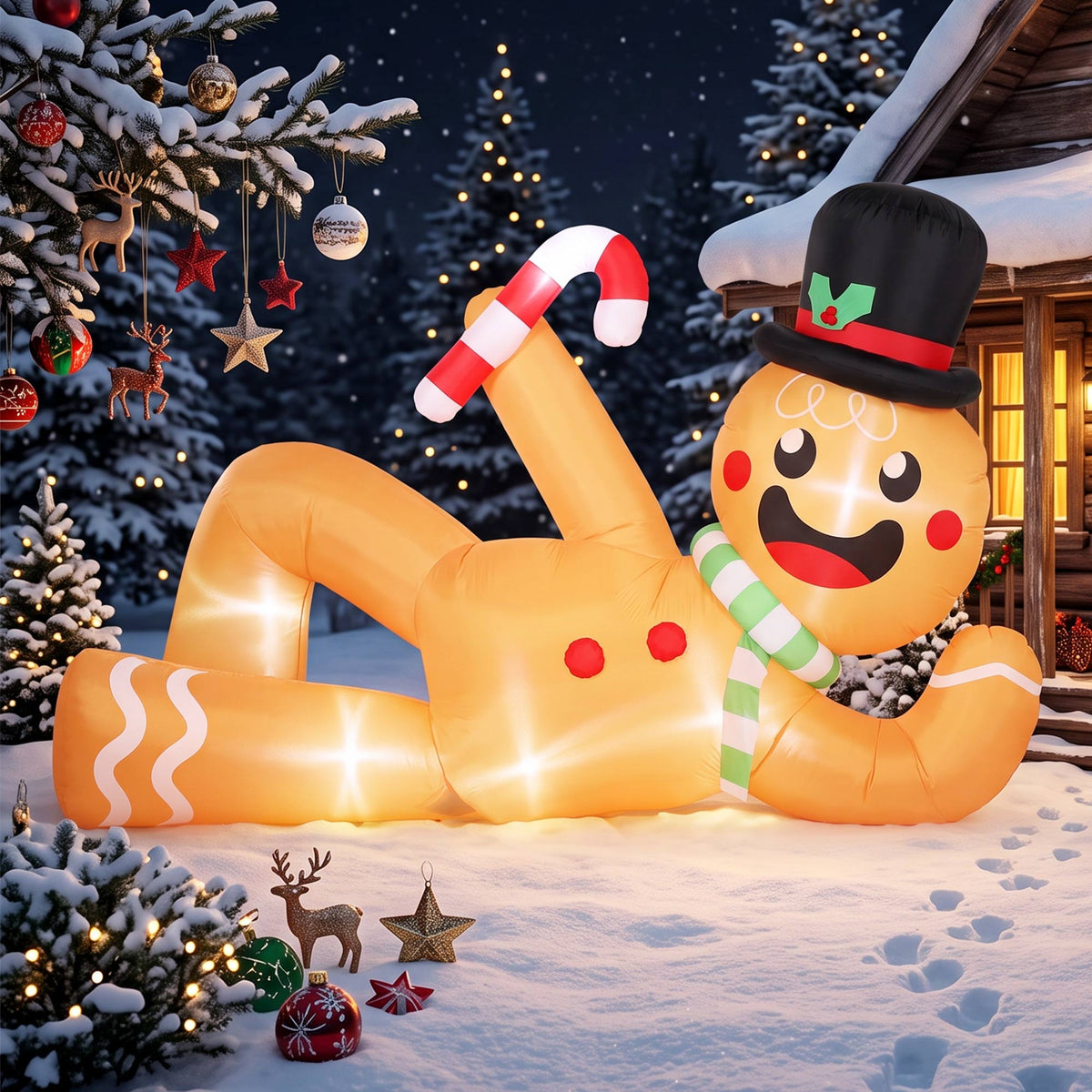 Outsunny 9.8ft Christmas Inflatable Gingerbread, Blow Up Christmas Decor