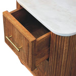 Aurora Marble Bedside, 2 Drawers, White and Brown | 6 | Brown