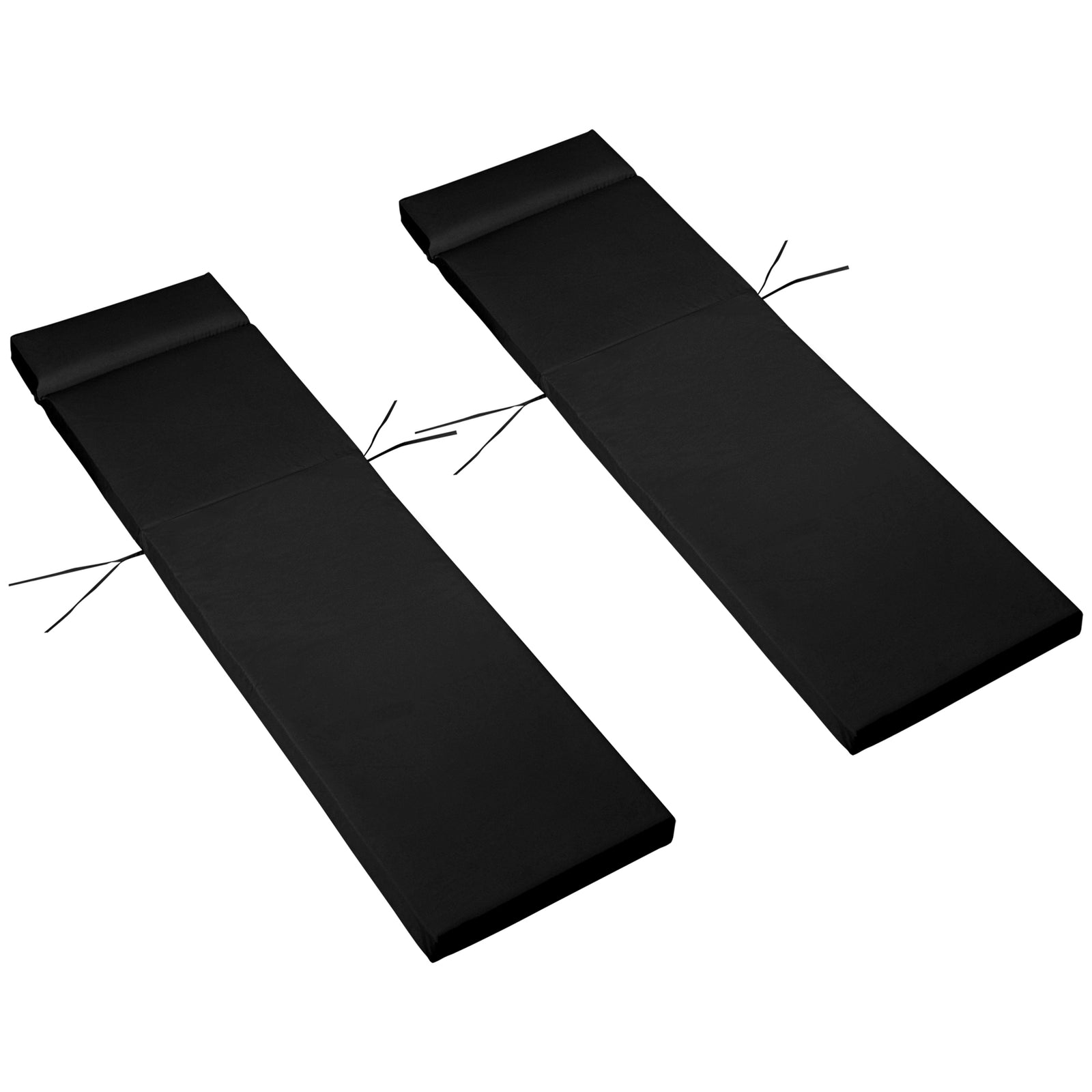 Set Of 2 Sun Lounger Cushions, Replacement Cushions | Black