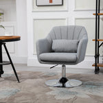 Stylish Retro Linen Swivel Tub Chair Steel Frame Cushion | One Size | Light Slate Gray