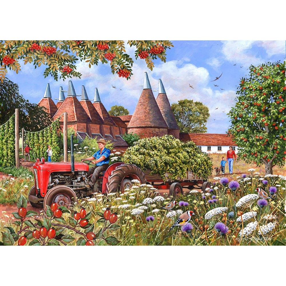 Oast Houses - Big 500 Piece Jigsaw Puzzle For Adults, With Extra Large Pieces