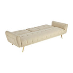 Faux Leather Sofa Bed With Cup Holders - 3 Seater | Cream