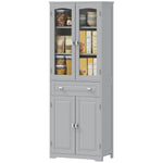 HOMCOM Kitchen Cupboard Storage Cabinet Adjustable Shelves, Glass Door Grey