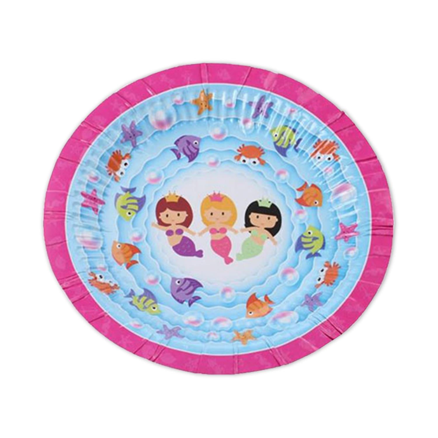 Mermaid Design 9inch 12 Disposable Paper Plates For Picnics, Parties & Barbecues