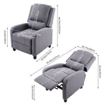 Living and Home Modern Linen Recliner Chair – Push-back Single Sofa With 140° Recline & Footrest,grey