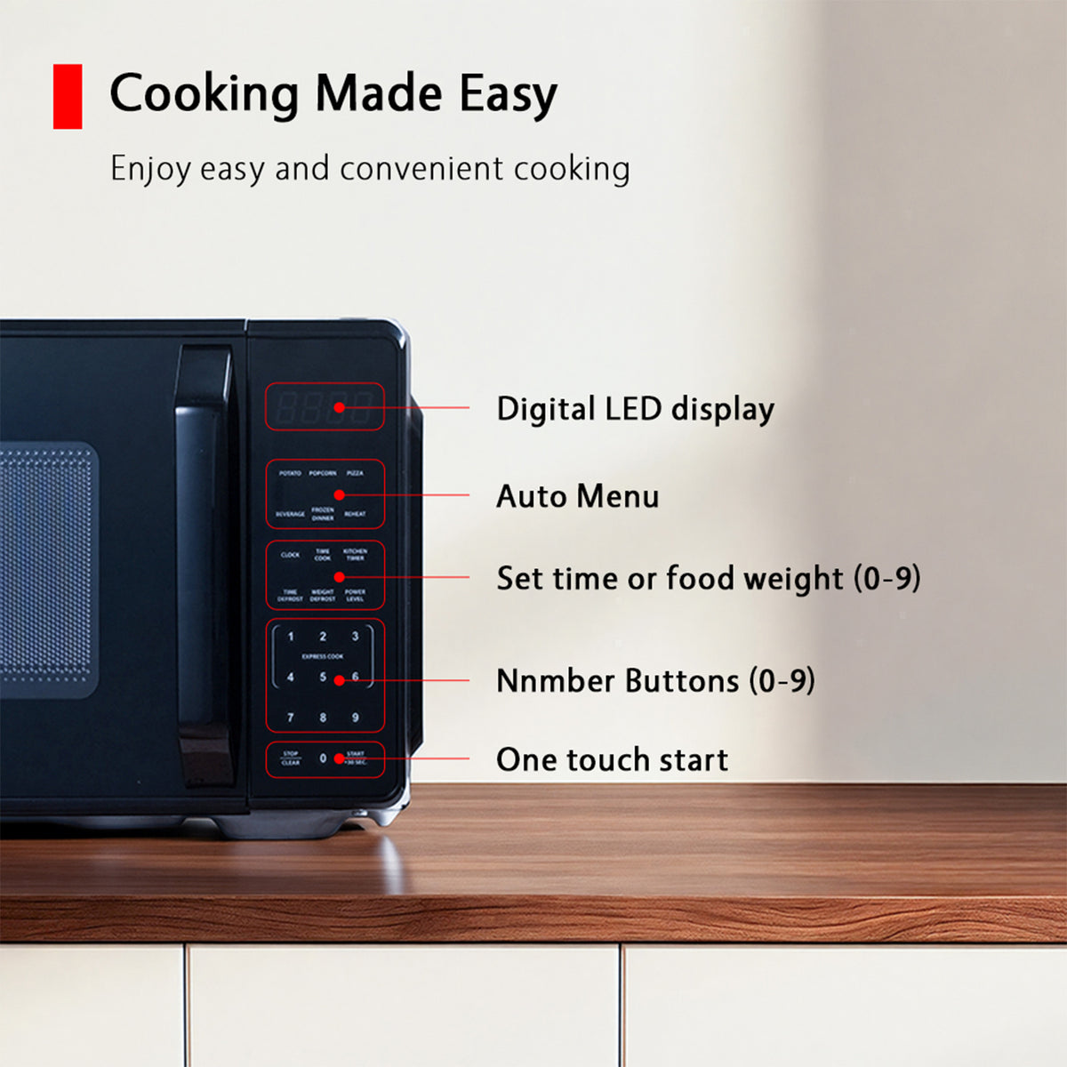 20l Digital Microwave Oven 700w With 6 Power Levels & Timer