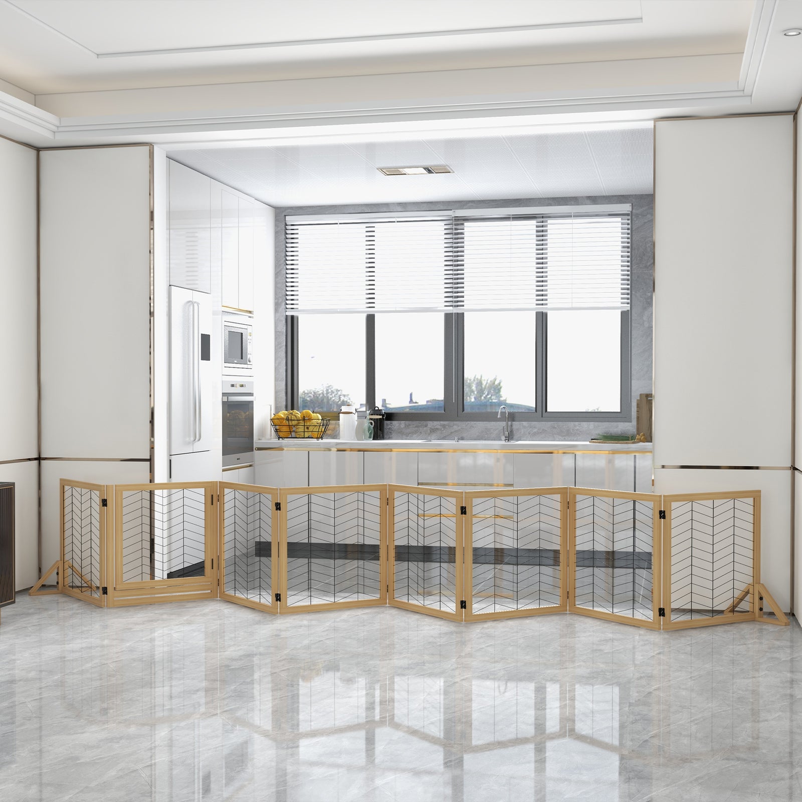 8 Panels Freestanding Dog Barrier For S And M Dogs | Brown