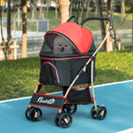 3 In 1 Pet Stroller, Detachable Dog Cat Travel Carriage | Red