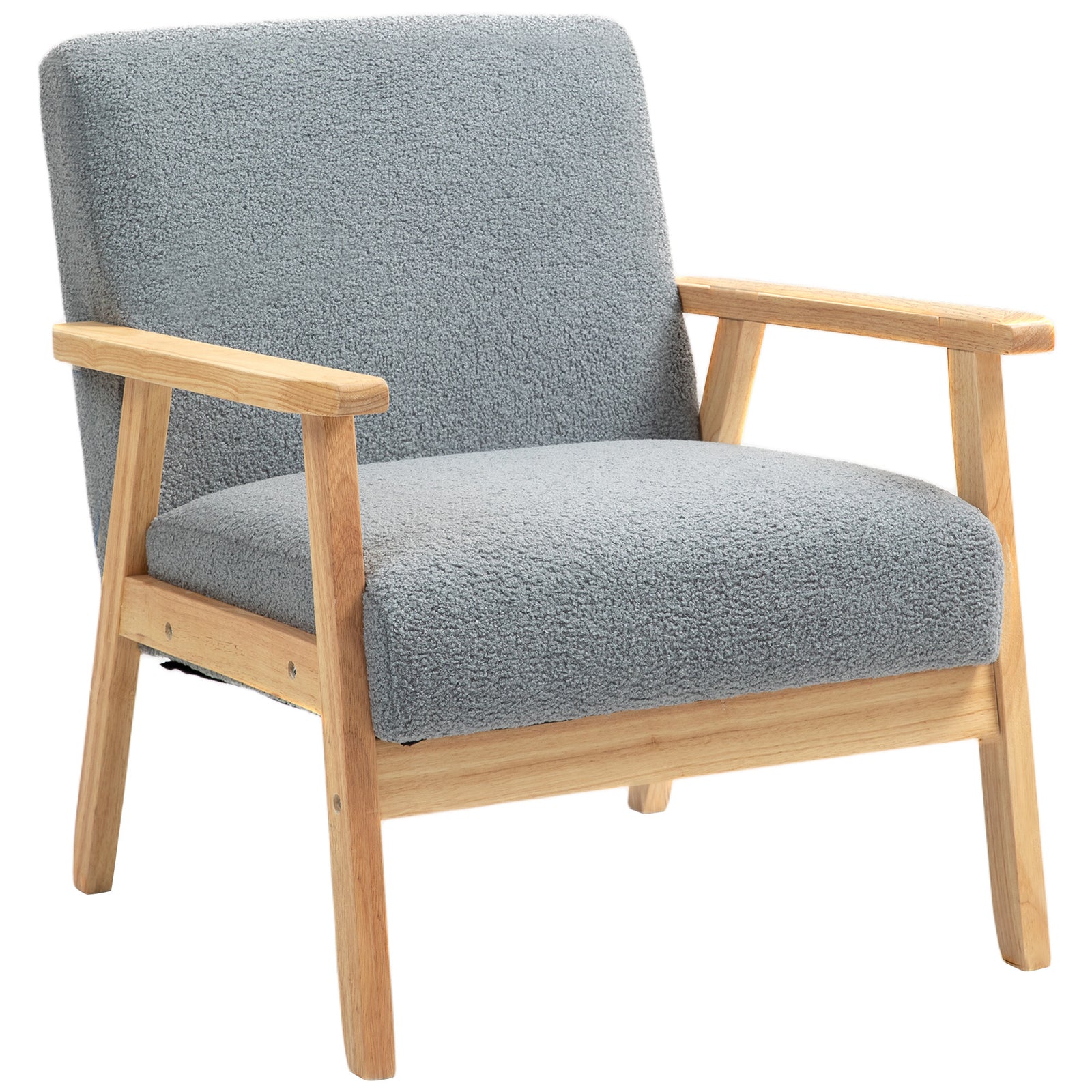 Accent Chair With Wood Frame, Cashmere, Grey