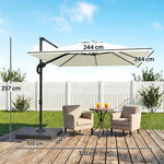 2.4 X 2.4 M Cantilever Parasol W/ Umbrella Weights | Cream