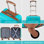 45x36x20cm Lightweight Underseat Cabin Carry On Suitcase - 100+ Airline Approved - Hard Shell Luggage - 4 Wheels | 45 x 36 x 20cm | Aqua