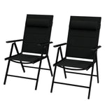 Set Of 2 Patio Folding Chairs With Adjustable Back | Black