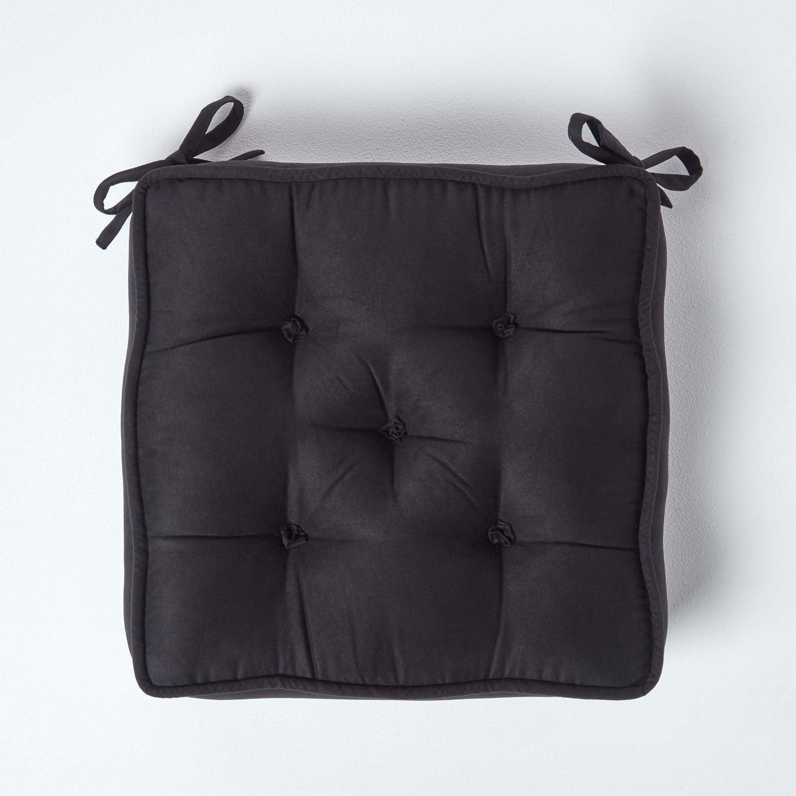 Faux Suede Dining Chair Booster Cushion | 40cm x 40cm | Black