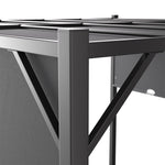 2.95m X 2.95m Steel Retractable Pergola With Flat Dark Grey Canopy Outdoor Sun Shelter For Garden Or Backyard | One Size