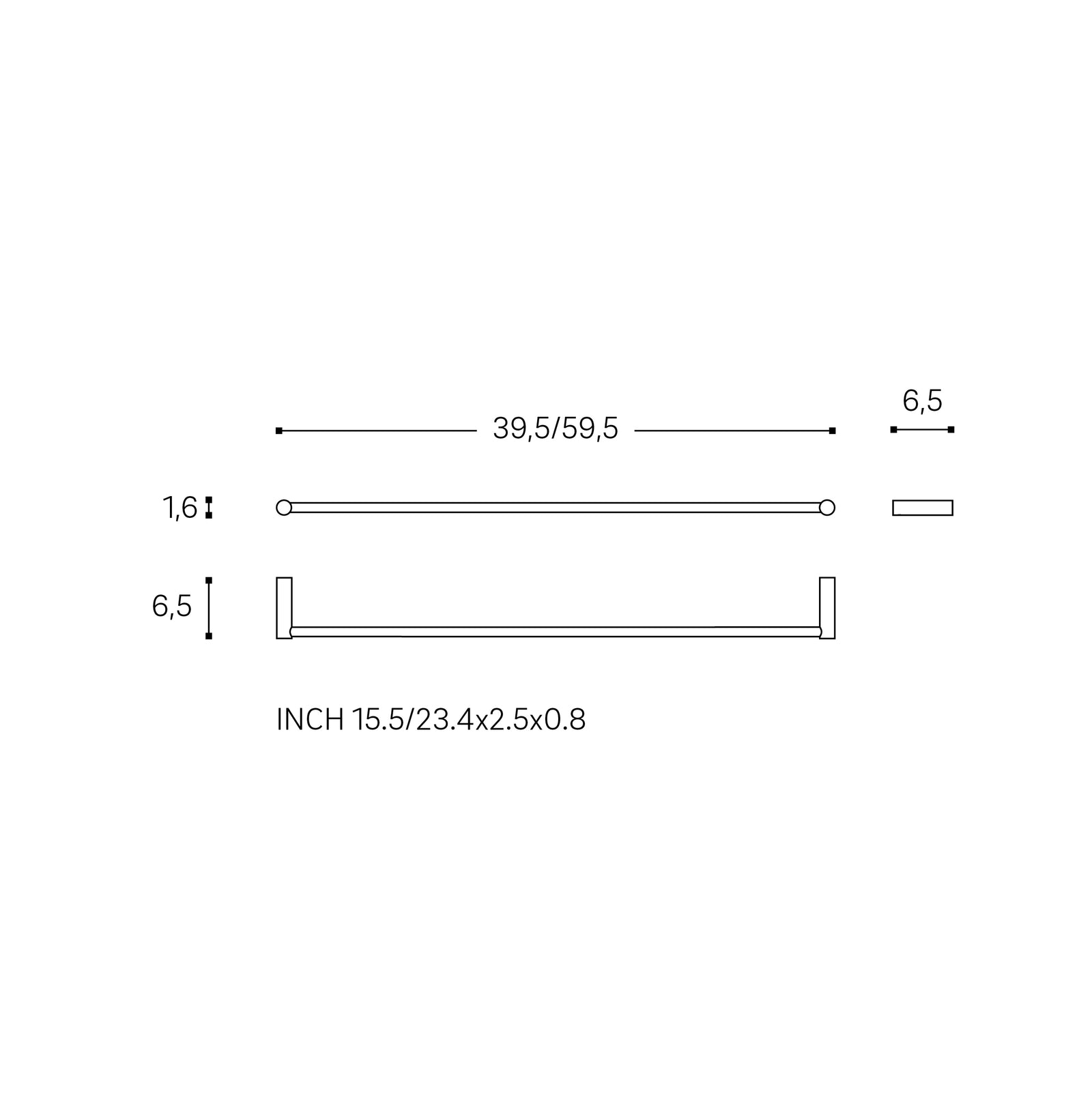 Double Towel Rack Matt Black Logic (60cm)