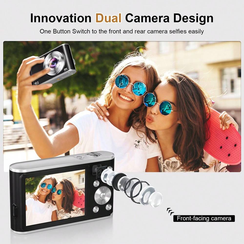 16x Zoom Dual Lens 4k Digital Camera With 32 Tf Card