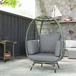 Pe Rattan Egg Chair W/ Padded Cushions For Garden