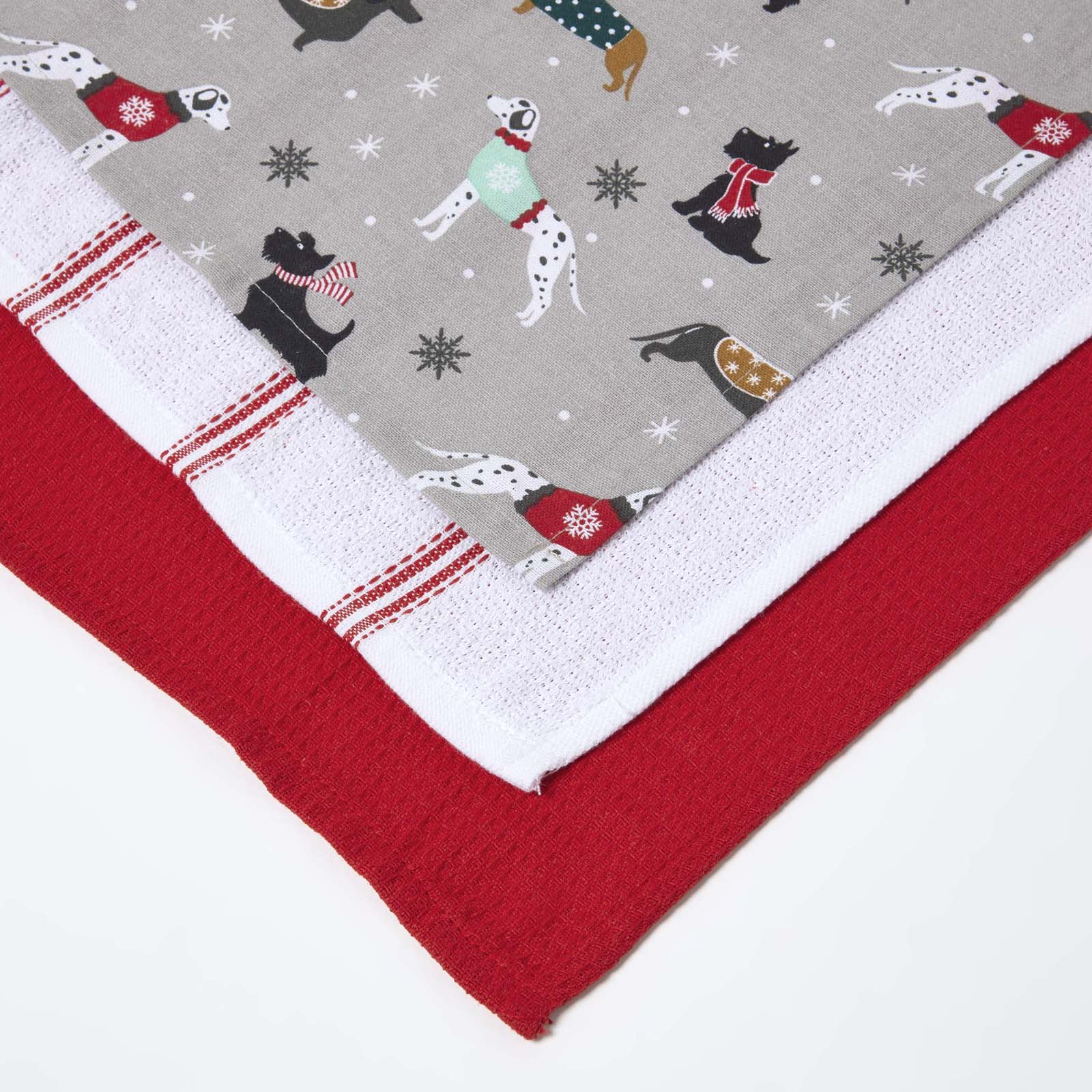 Dog Christmas Tea Towels Set Of 3