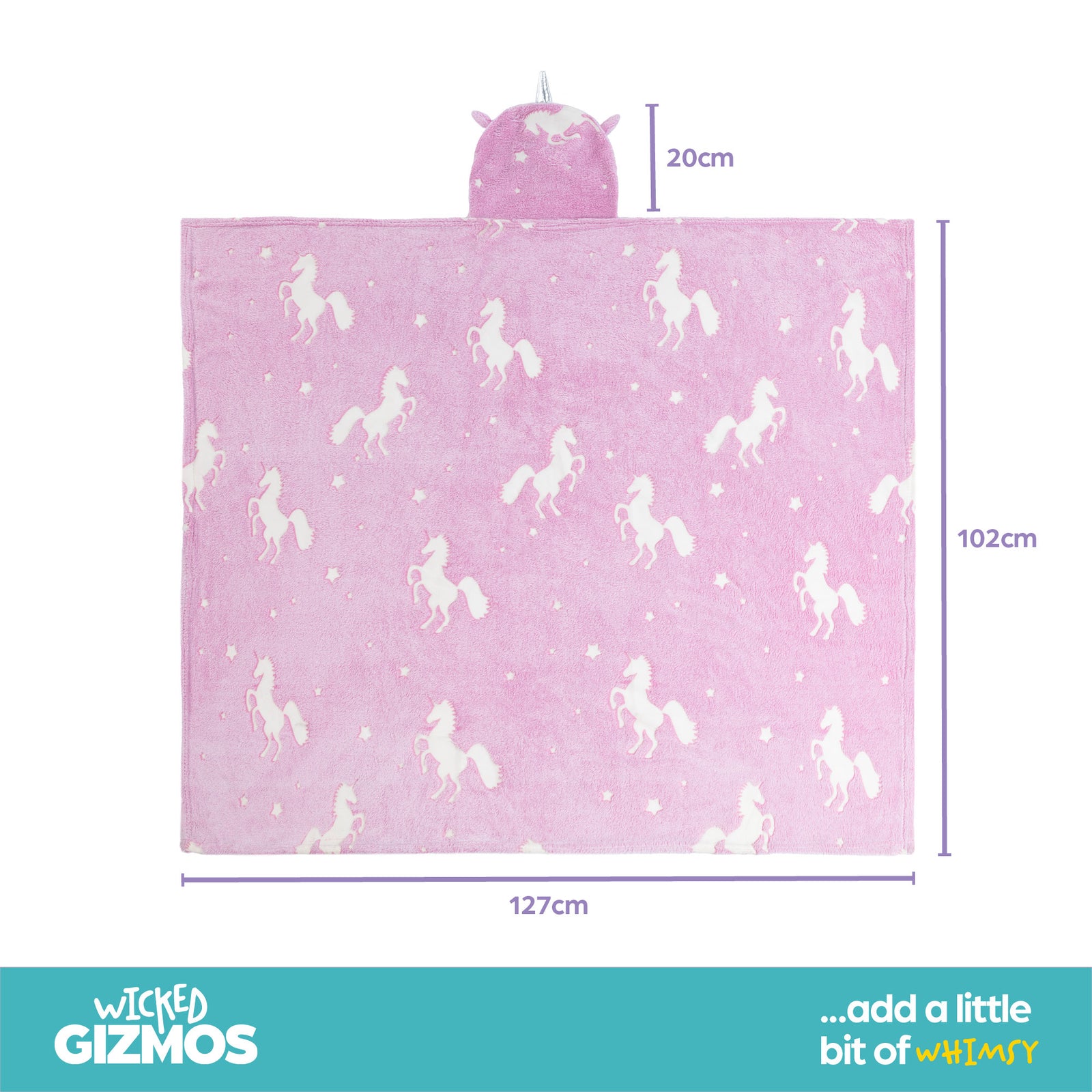 Glow In The Dark Pink Unicorn Hooded Blanket For Girls Boys And Kids