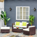 5 Pieces Rattan Sofa Set Wicker Sectional Cushion Patio | Brown
