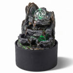 Spector Water Feature Indoor Fountains Rotating Glass Ball Led Light Resin Grey Brown