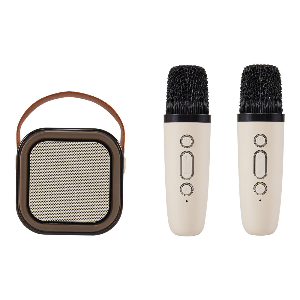 Portable Karaoke Speaker With Two Wireless Microphones And Rgb Lights | White