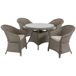 5 Pieces Outdoor Pe Rattan Dining Set W/ Hole