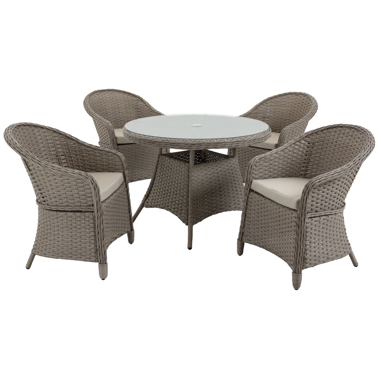 5 Pieces Outdoor Pe Rattan Dining Set W/ Hole