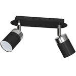 Joker Hand Made Ceiling Lamp In Matt Black With Striking Chrome Detail Featuring 2 Minmalistic Slender Cylinder Shades