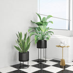 Outsunny Metal Plant Pots Flower Planters Set Of 2 For Indoor Outdoor Black