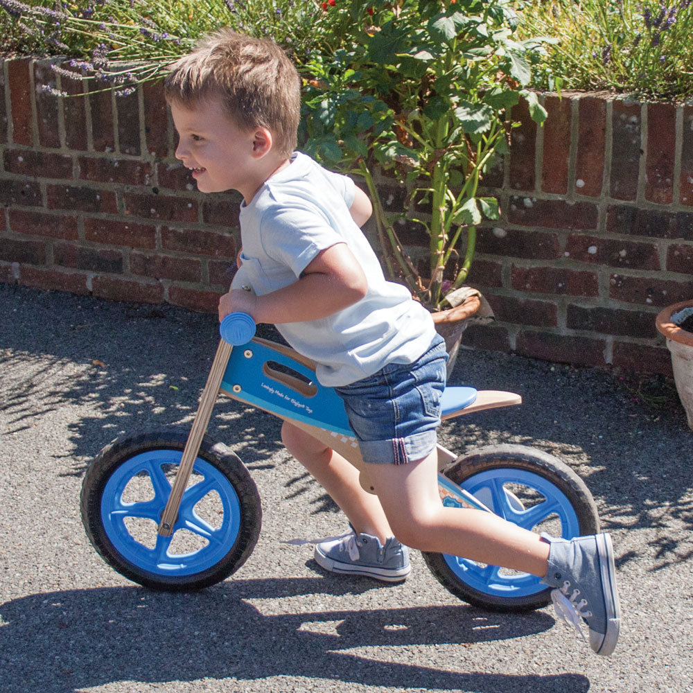 My First Wooden Balance Bike, Push And Go - Blue