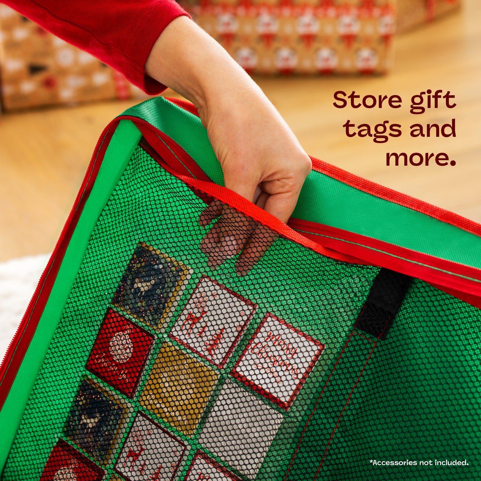 Wrapping Paper Organiser Bag Green With Pocket And Zip Top