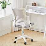 Office Desk Mesh Swivel Chair Computer Ergonomic Chair | Grey & White
