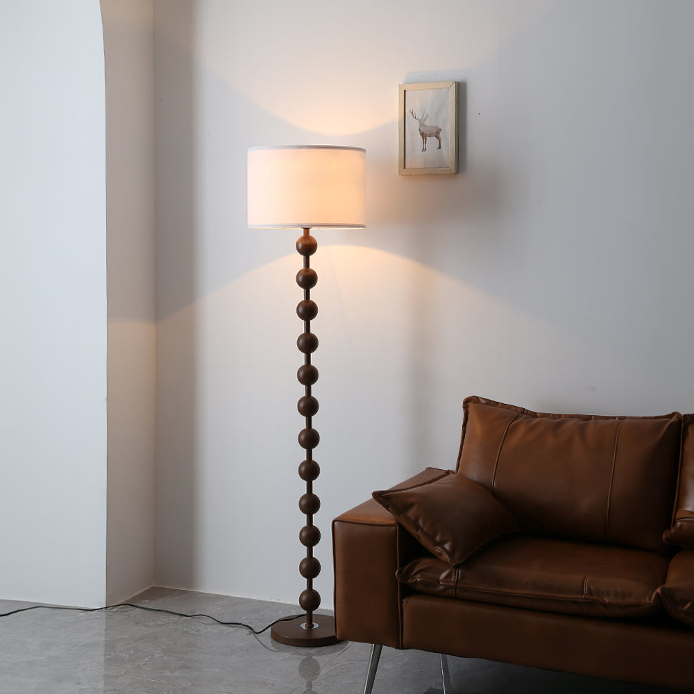 Breeins Modern Chinese-inspired Standing Floor Lamp With Fabric Lampshade And Metal Base