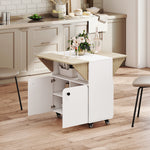 HOMCOM Folding Dining Table, Rolling Drop Leaf Table With Hidden Shelf