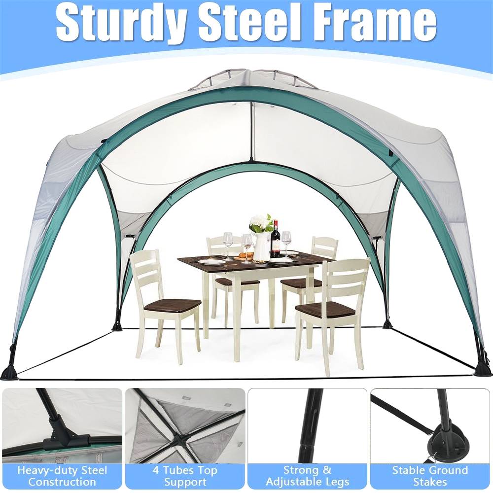3*3m Pop-Up Canopy Tent, Portable Waterproof UV-Resistant Outdoor Gazebo Shelter with Carry Bag, Stakes & Ropes for Camping