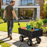Garden Cart With Removable Liner, Quick-release Sides | Black