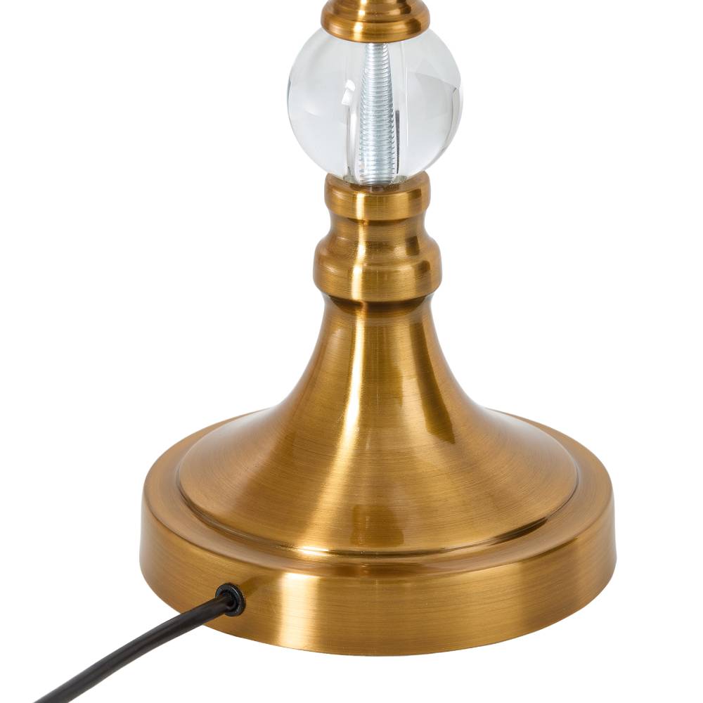 Gold & White Led Table Lamp With Crystal Accents – Wavy Fabric Shade, Adjustable Colour Temperature