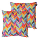 Indoor Outdoor Cushion Set Of 2 Rainbow Chevron Water Resistant Cushions