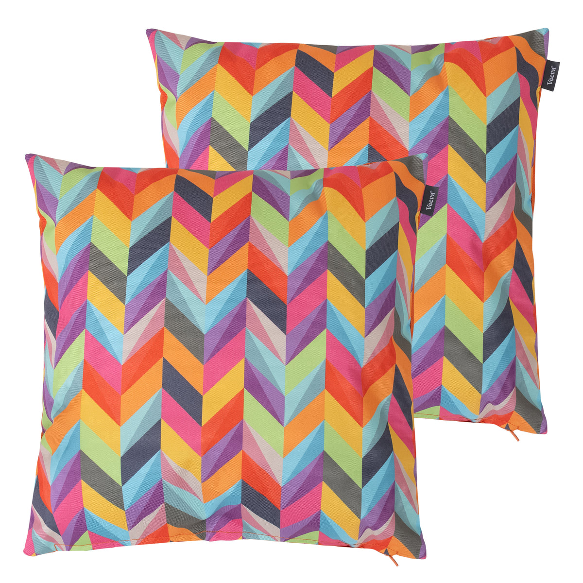 Indoor Outdoor Cushion Set Of 2 Rainbow Chevron Water Resistant Cushions