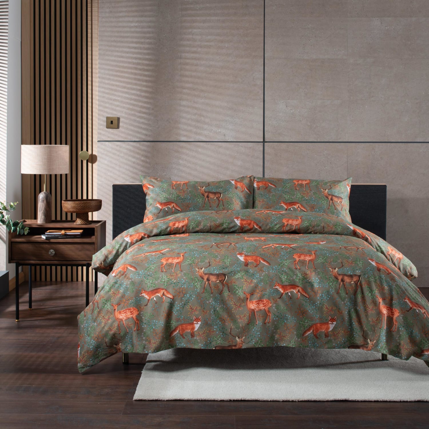 Studio Fox And Deer Cotton Printed Duvet Cover Set | Single