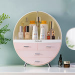 Dustproof Round Cosmetic Storage Box Desktop Organzier