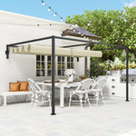 3 X 4m Wall Mounted Pergola With Retractable Roof, Khaki