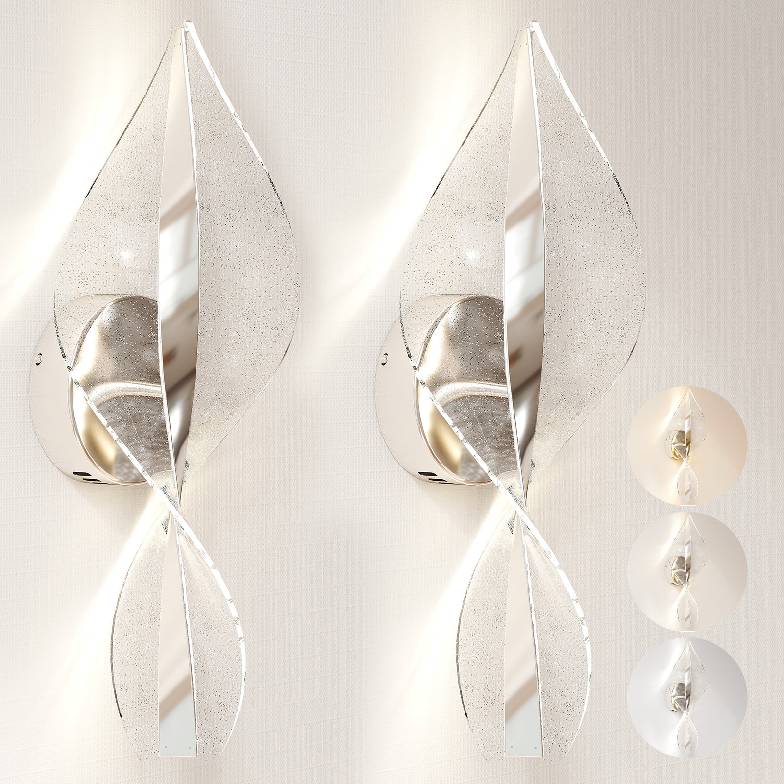 Led Wall Lamp 2 Pack, Modern Indoor Spiral Wall Light | Silver